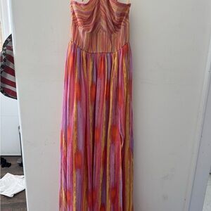 Multicolor Strapless Maxi Dress
